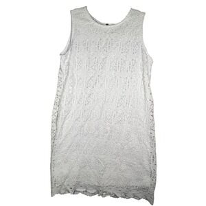RN Studio by RONNI NICOLE White Lace Overlay Sleeveless Sheath Dress Women's 14P